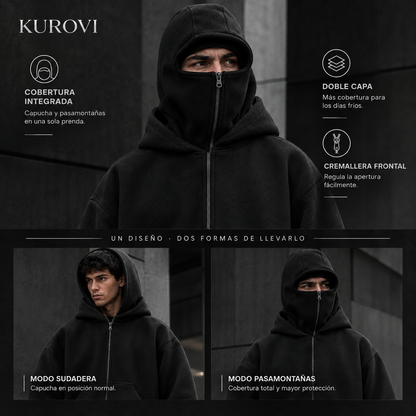 Kurovi — Sudadera Doble Capucha con Cierre, Polar Grueso